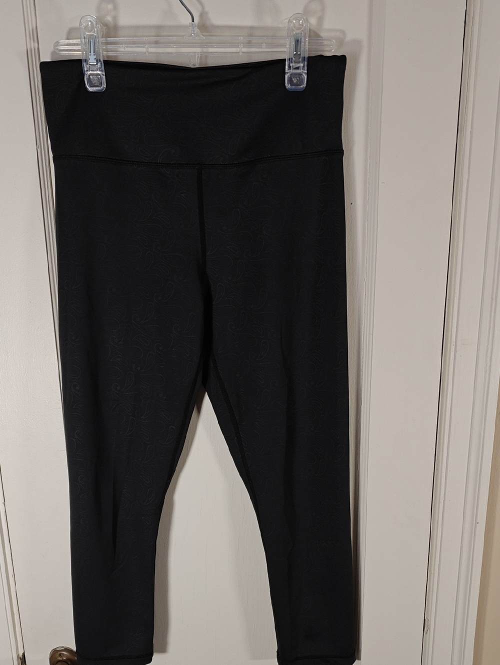 ZYIA Black Leggings with Subtle Floral Texture